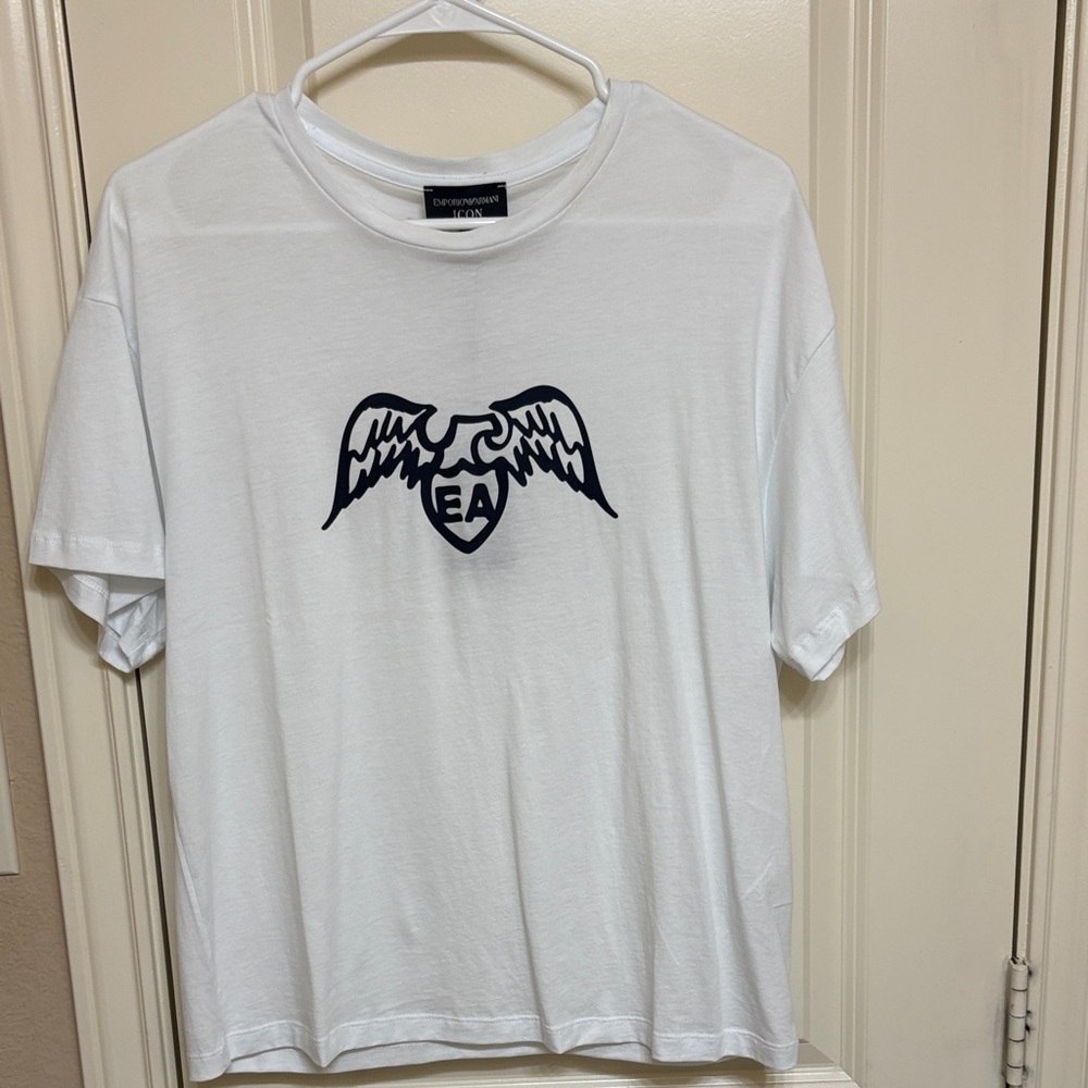Emporio Armani White T-Shirt with Navy Logo